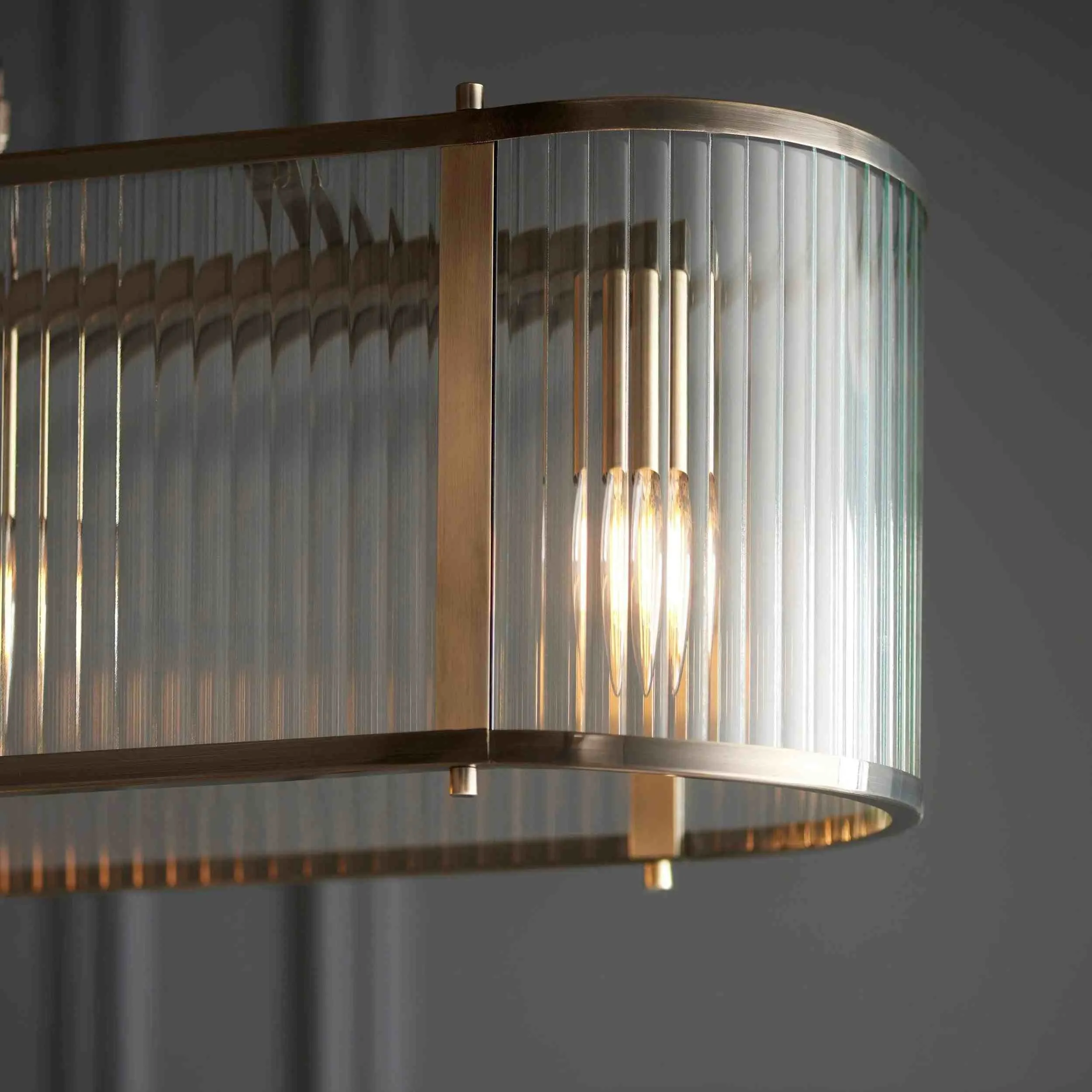 RibGlow Ribbed Glass Pendant Light - Antique Style Pendant Light for Dining Room KL1799
