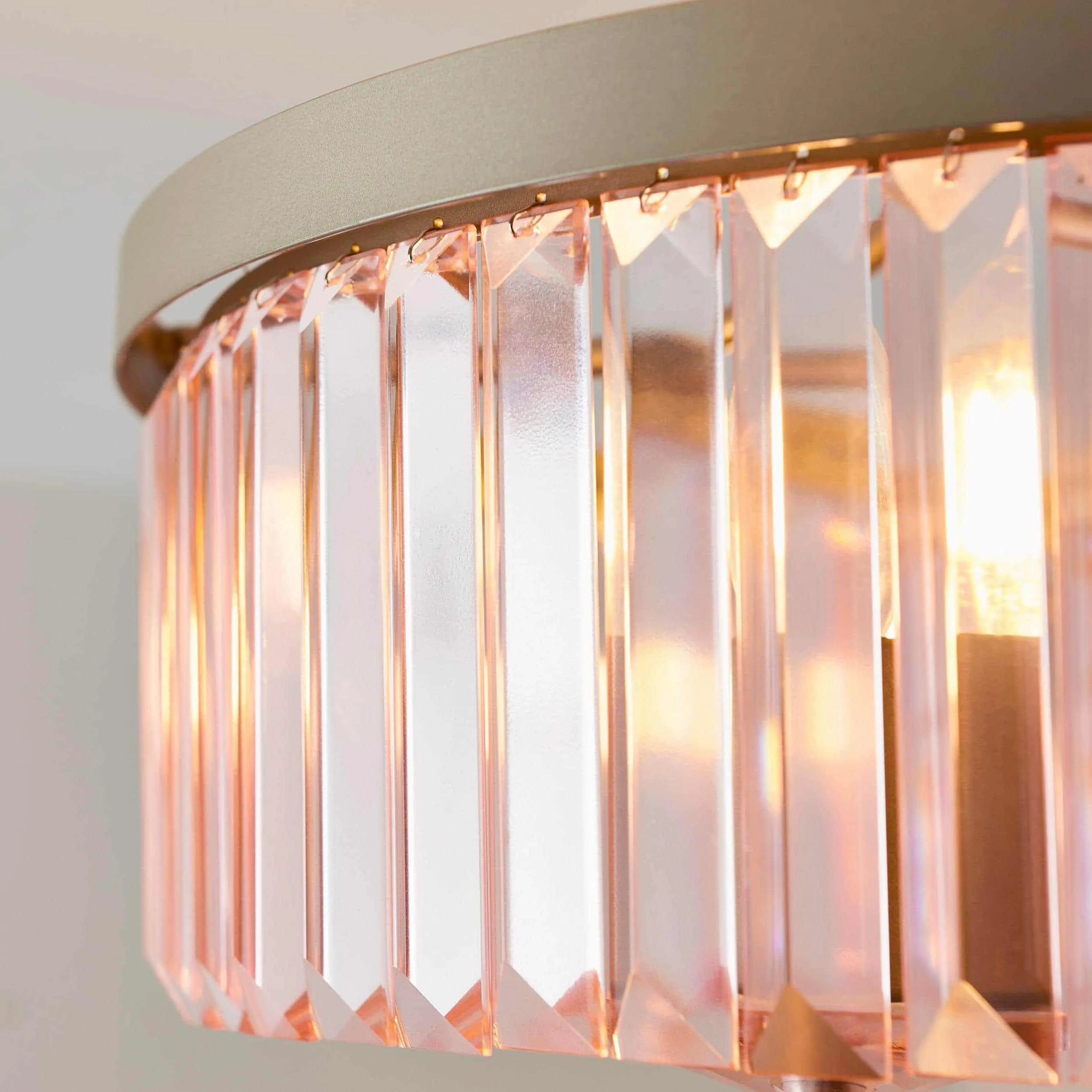 Beveline 3 Light Round Semi Flush - Faceted Cut Glass Shade Metal Finish for Hallways and Bedrooms KL1833
