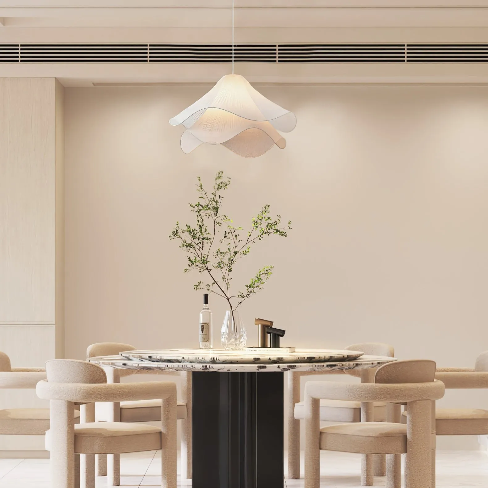 Ethereal Bloom Sculptural Fabric Pendant Light – Modern Floral-Inspired Lighting for Dining & Living Space KL1160