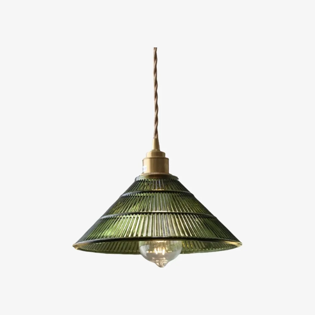 Ribilux Ribbed Pendant Light - Vintage Glass and Metal for Kitchen and Dining Room KL2262
