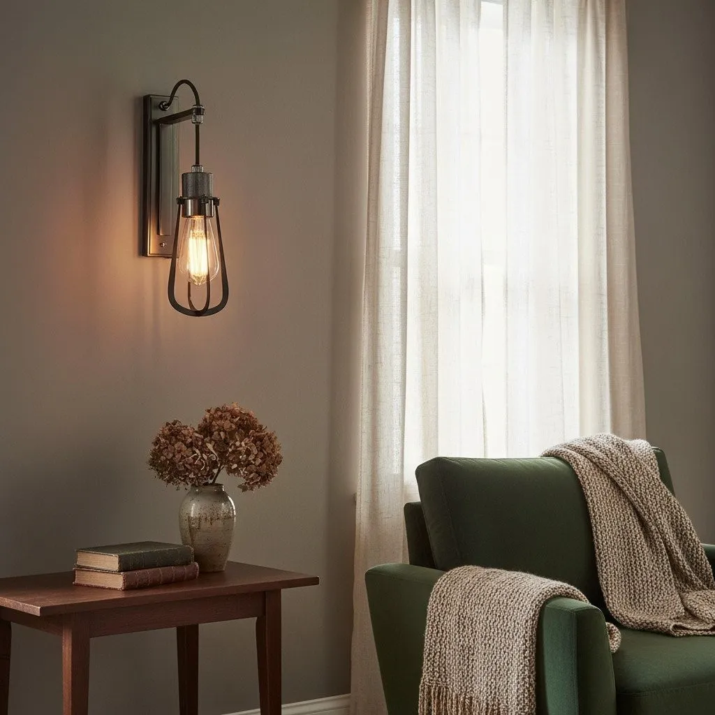 Readium Industrial Metal Wall Sconce - Modern Toggle Switch for Living Room and Study KL1839