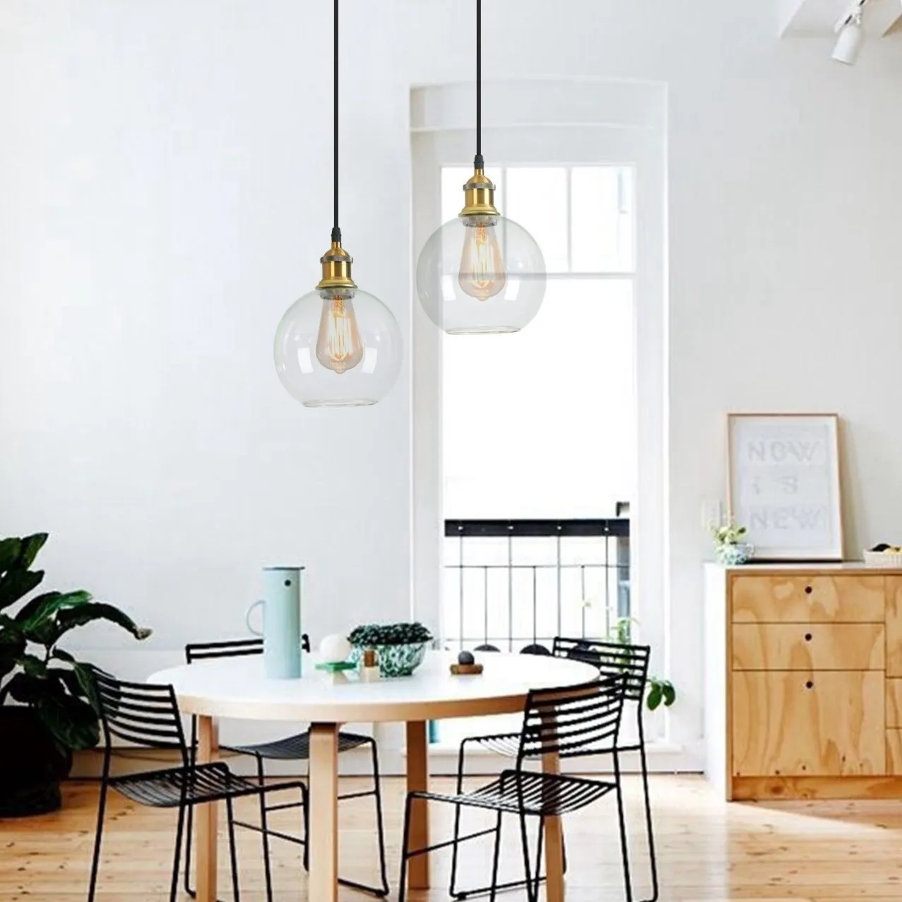 Nordic Vintage Glass Globe Pendant Lamp KL88