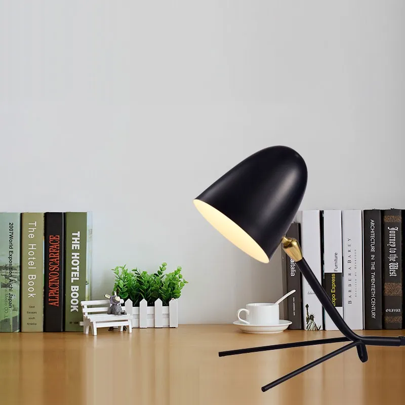 Geometric Metal Frame Tripod Table Lamp - Minimalist Modern Accent Light for Bedroom or Office