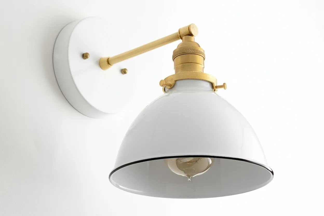 Conique Metal Wall Sconce - White Metal Shade - Industrial Modern Lighting KL1419