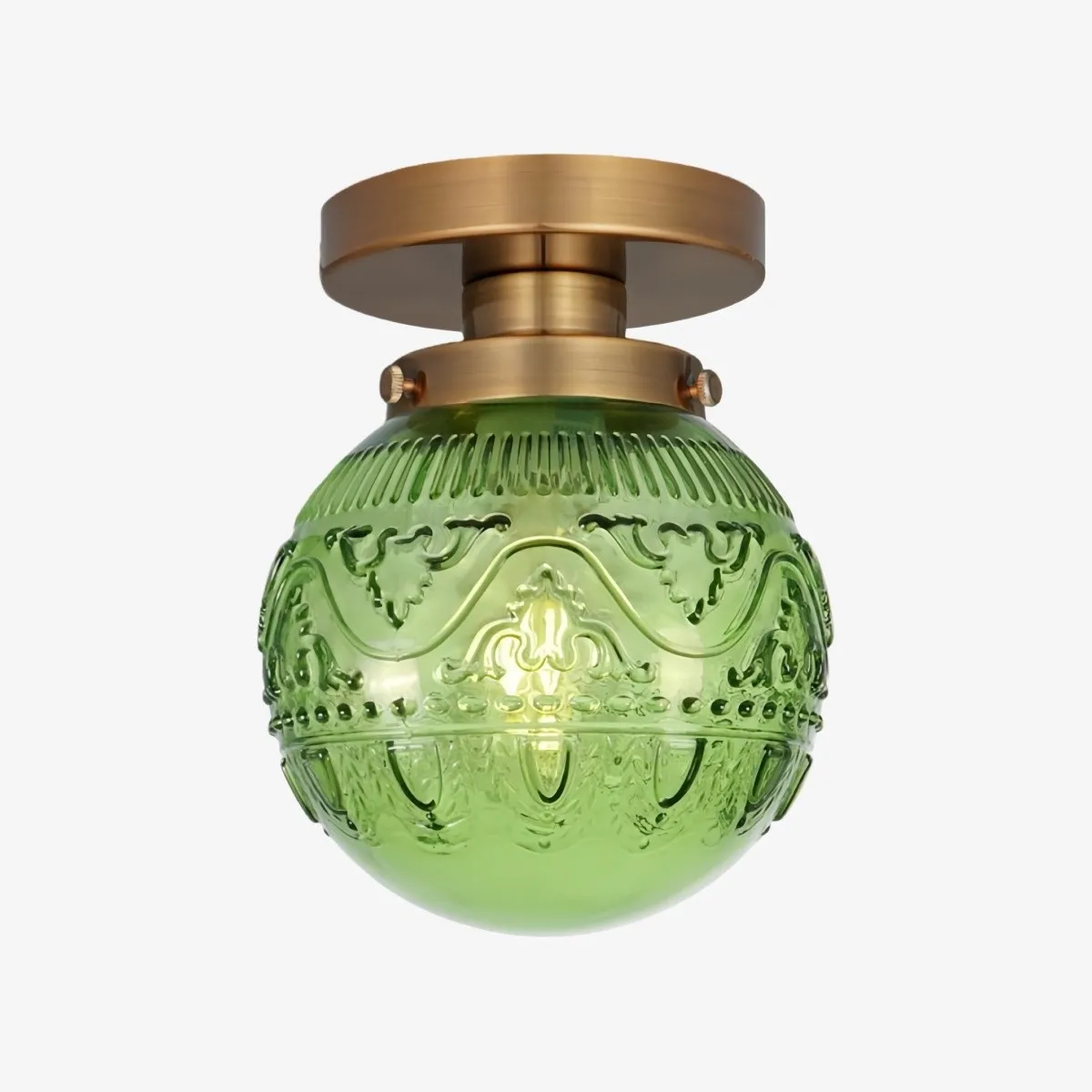 Naveliro Engraved Globe Glass Ceiling Light - Embossed Glass Flush Mount for Living Space KL2214
