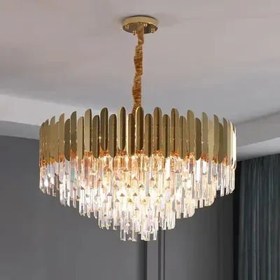 Modern Brass Crystal Chandelier