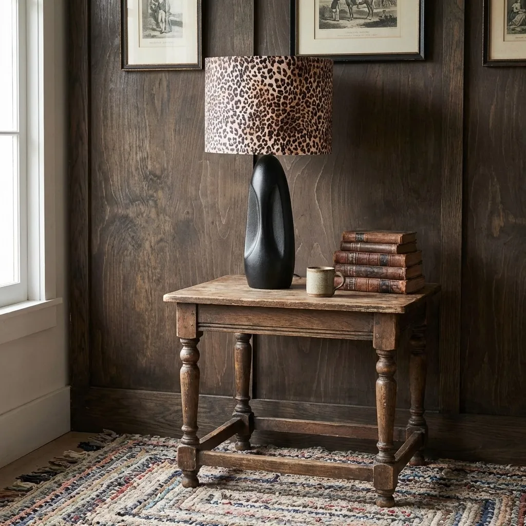 Wildlux Leopard Pattern Statement Drum Lampshade - Decorative Fabric Shade for Home Interiors KL2264