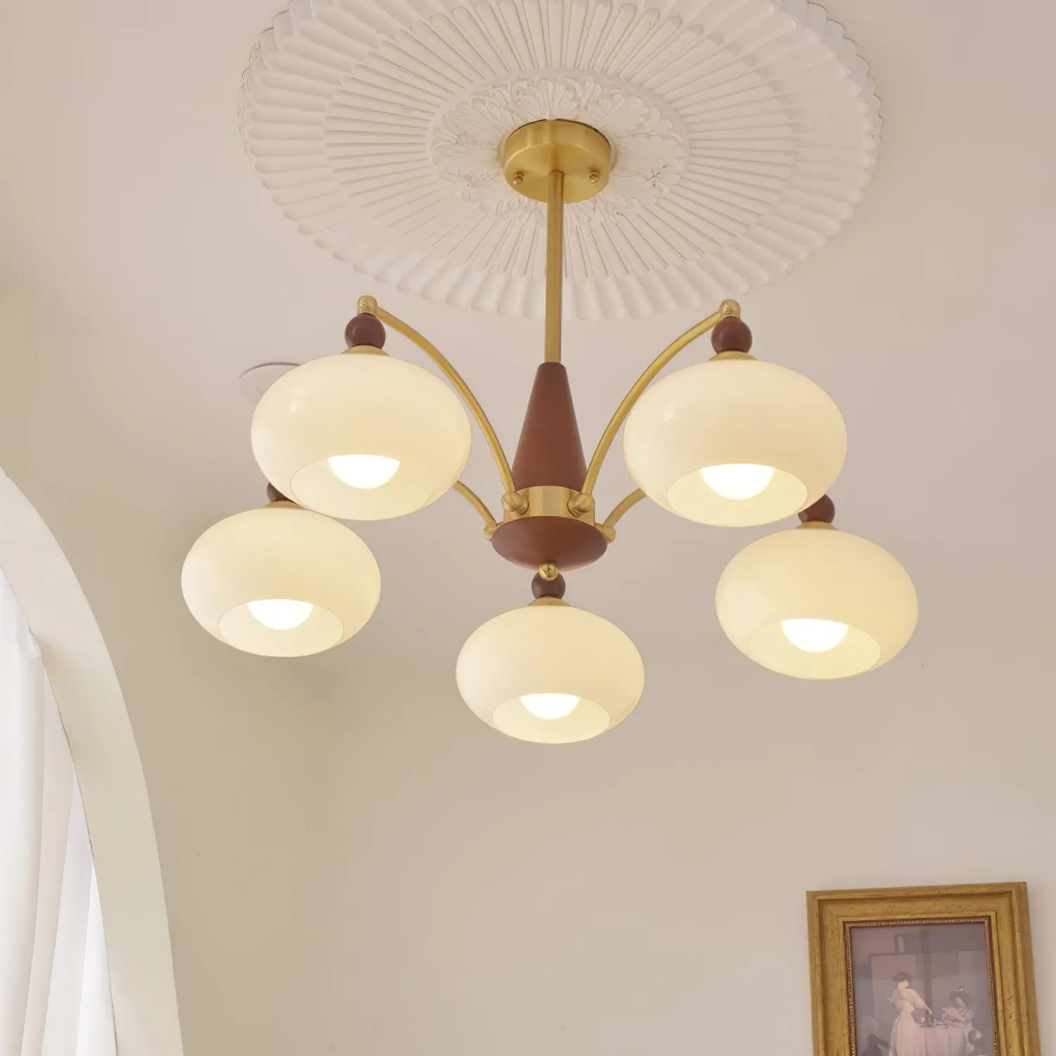 Vintage Multihead Persimmon Chandelier KL609