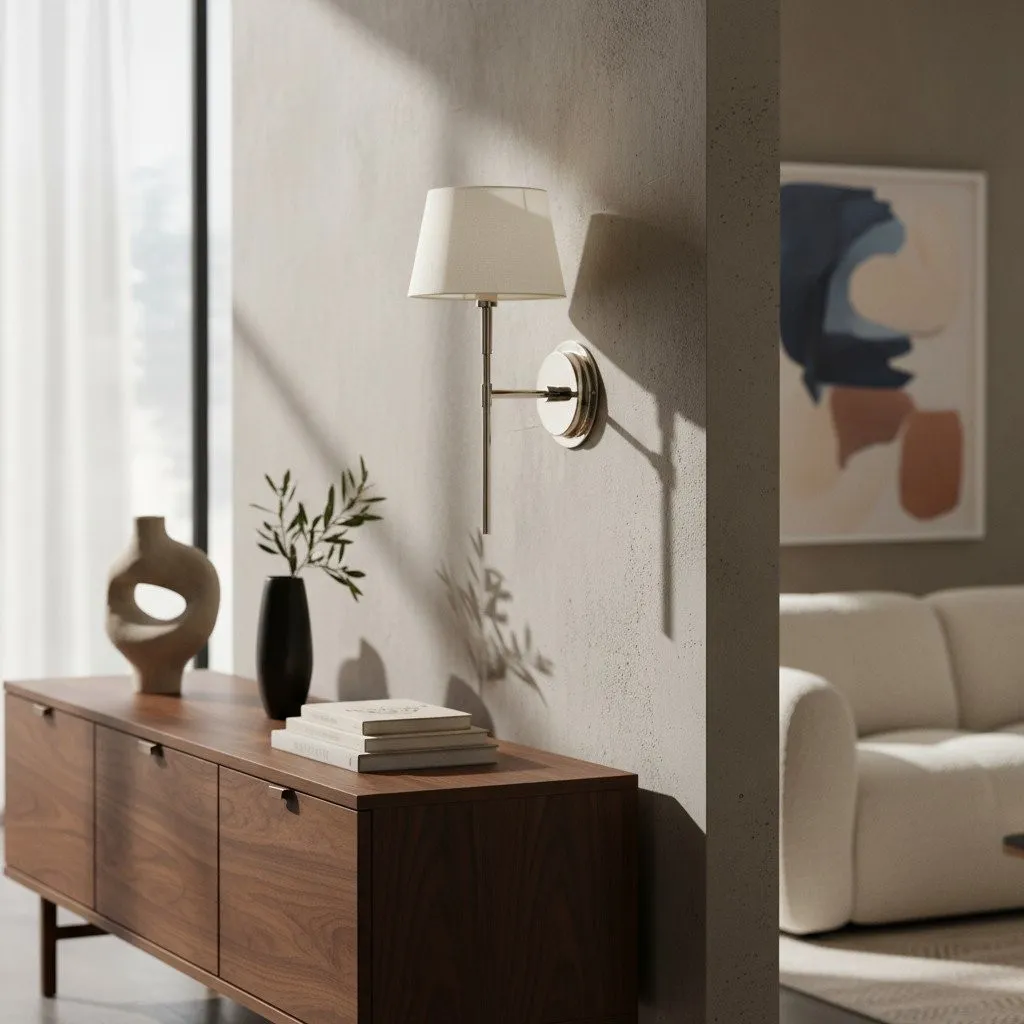 Cremaris Metal Wall Light with Fabric Shade - Timeless Sconce for Interior Lighting KL1973