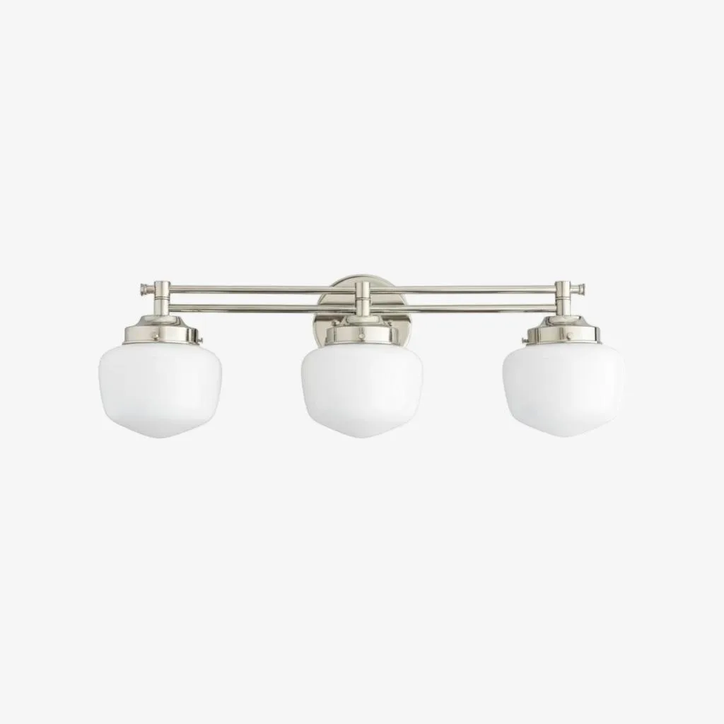Opalume Glass Art Deco Vanity Light - Bathroom Wall Sconce with White Glass Shades KL1403