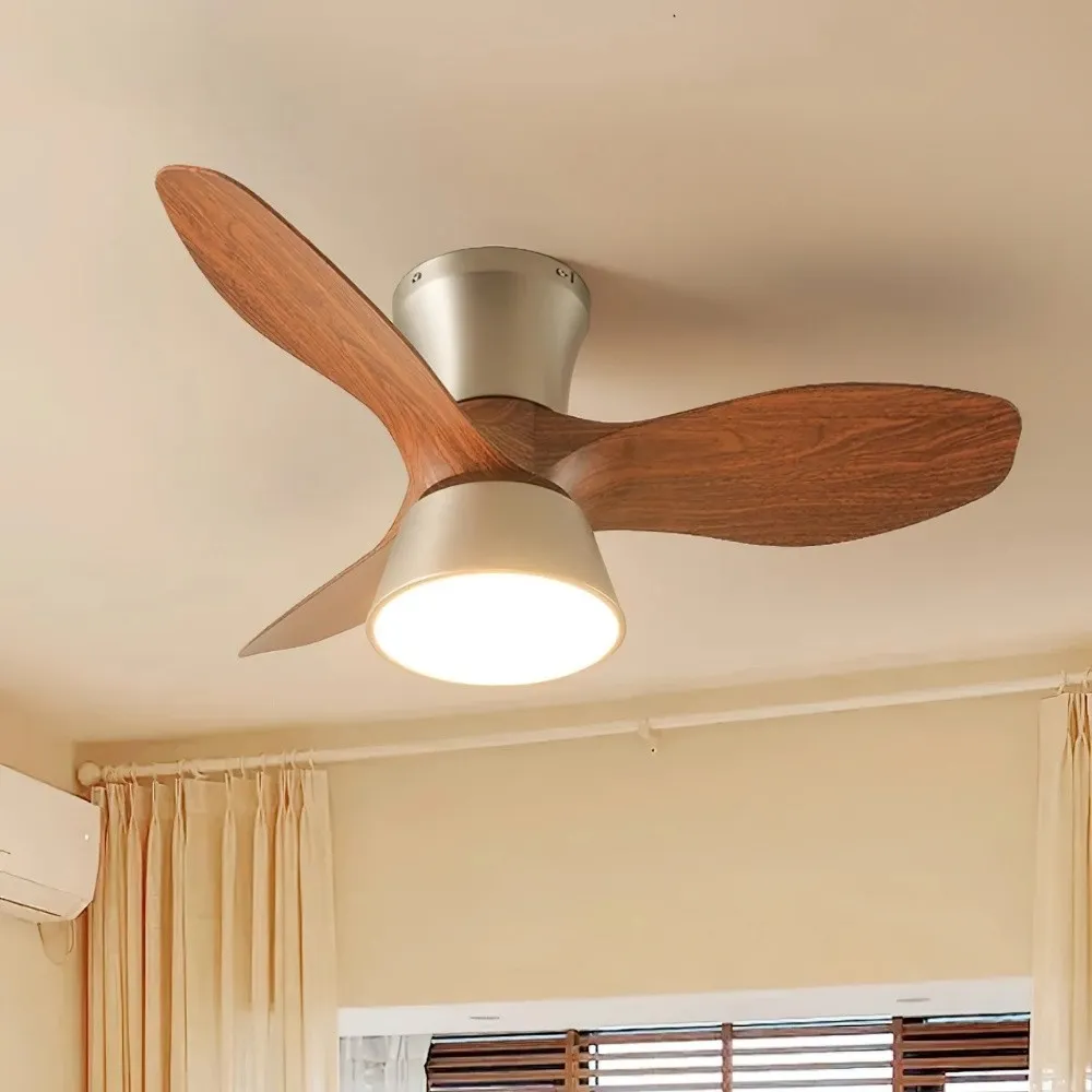 Vintage 3 Blade Silent Ceiling Fan Light For Bedroom KL944