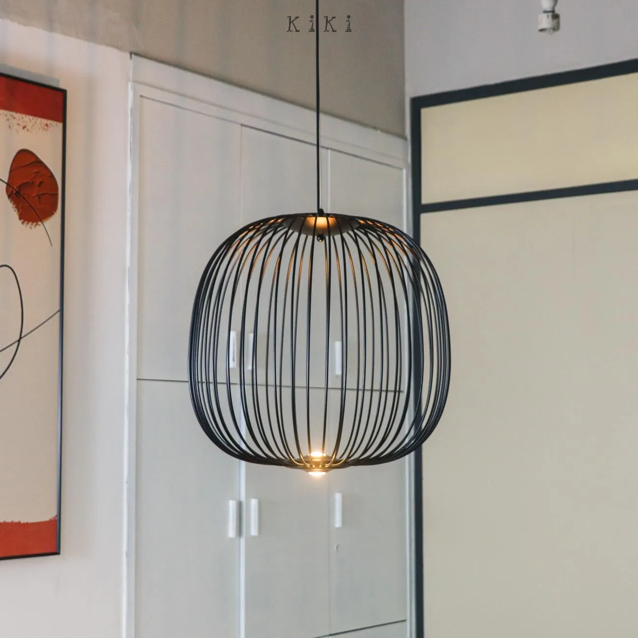 Metal Frame Spokes Pendant Light - Airy Wire Design Lighting for Kitchen Island