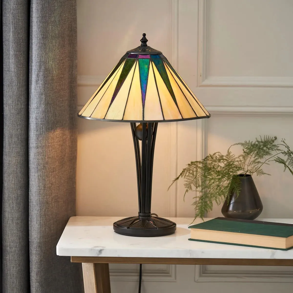TF Dark Star Tiffany Style Geometric Shade Table Lamp for Bedroom and Accent Lighting KL1927