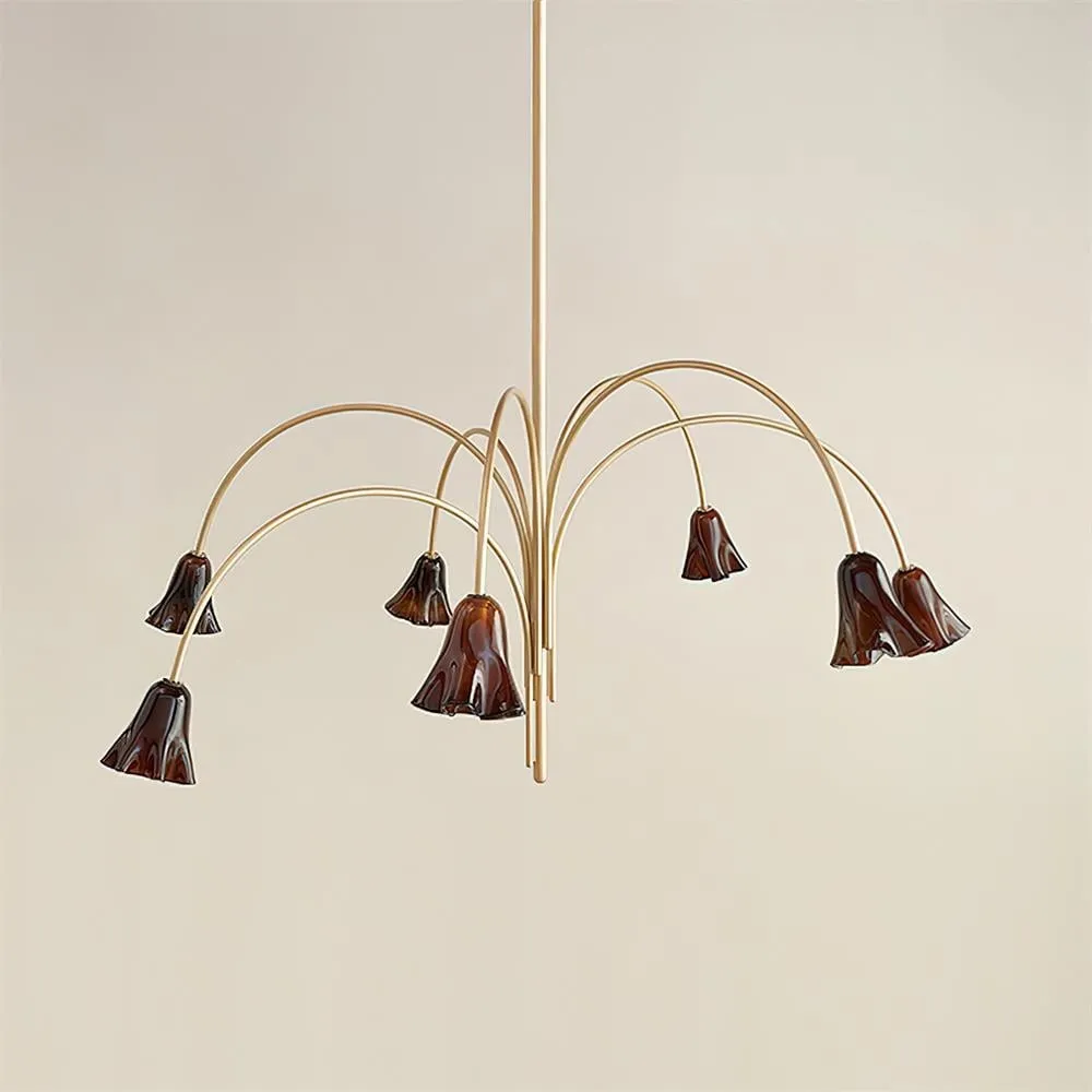 Bellina Modern Romantic Chandelier - Botanical Lily Design with Glass Flowers KL1449