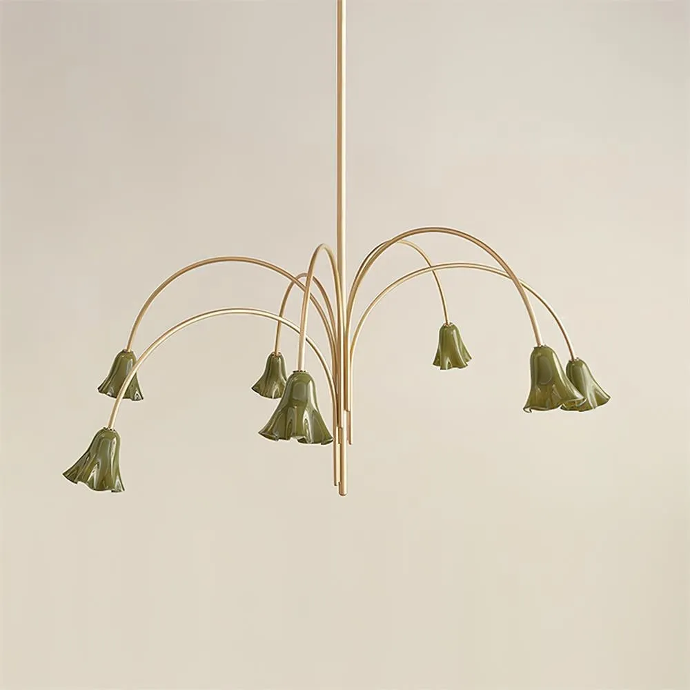Bellina Modern Romantic Chandelier - Botanical Lily Design with Glass Flowers KL1449