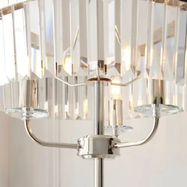 Beveline 3 Light Round Floor Lamp - Faceted Cut Glass Shades Classic Metal Finish For Living Rooms KL1828