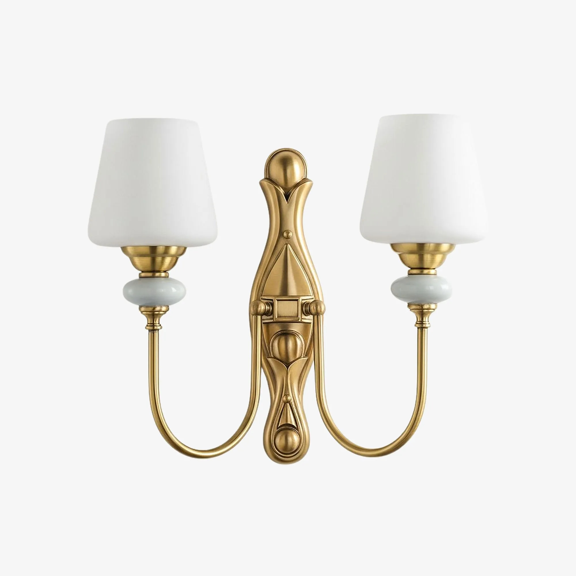 Rowanea Ceramic Wall Sconce with Fabric Shade and Metal Finish - Farmhouse Modern Hallway Light KL2197