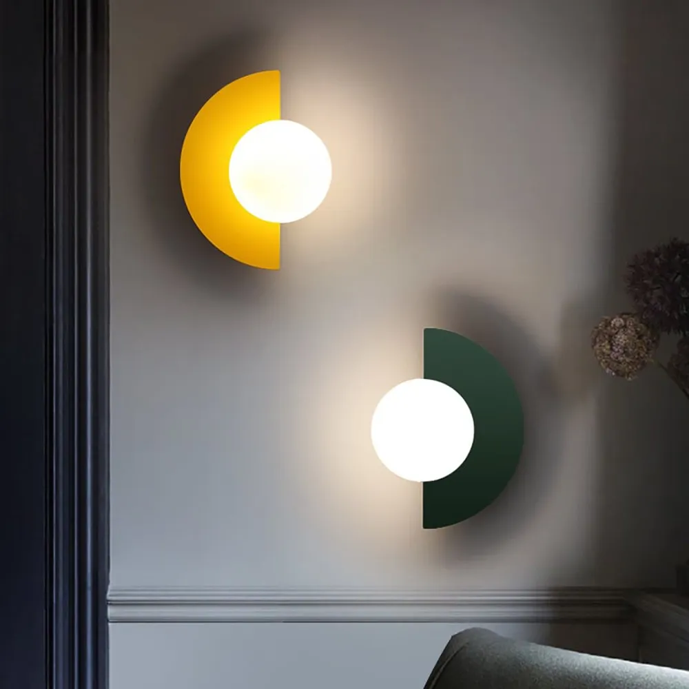 Vibrant Glass Orb Wall Lamp - Nordic Style Accent for Living Room KL150
