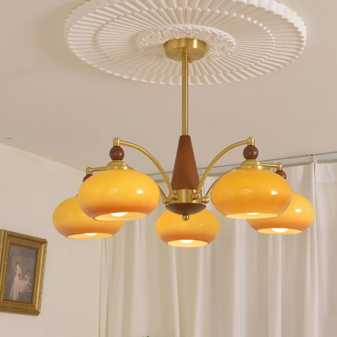 Vintage Multihead Persimmon Chandelier KL609
