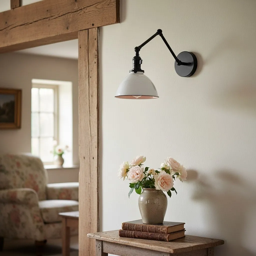 Conique Metal Vintage Industrial Swing Arm Wall Lamp - Adjustable Dome Shade for Study KL1440