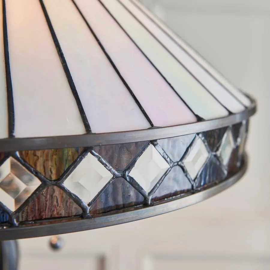 TiffStar Art Glass Floor Lamp with Ornamental Pattern Shade - Standing Light for Living Rooms KL1895