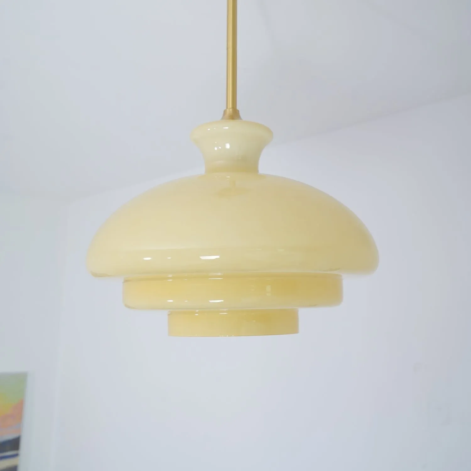 Round Yellow Stylish Simple Glass Pendant Lamp KL558