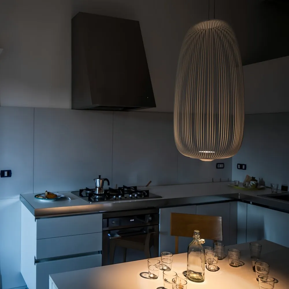 Metal Frame Spokes Pendant Light - Airy Wire Design Lighting for Kitchen Island