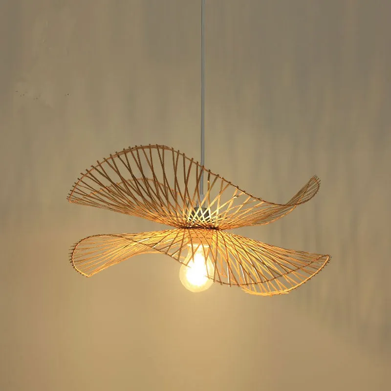 Bamboo Woven Lotus Pendant Light