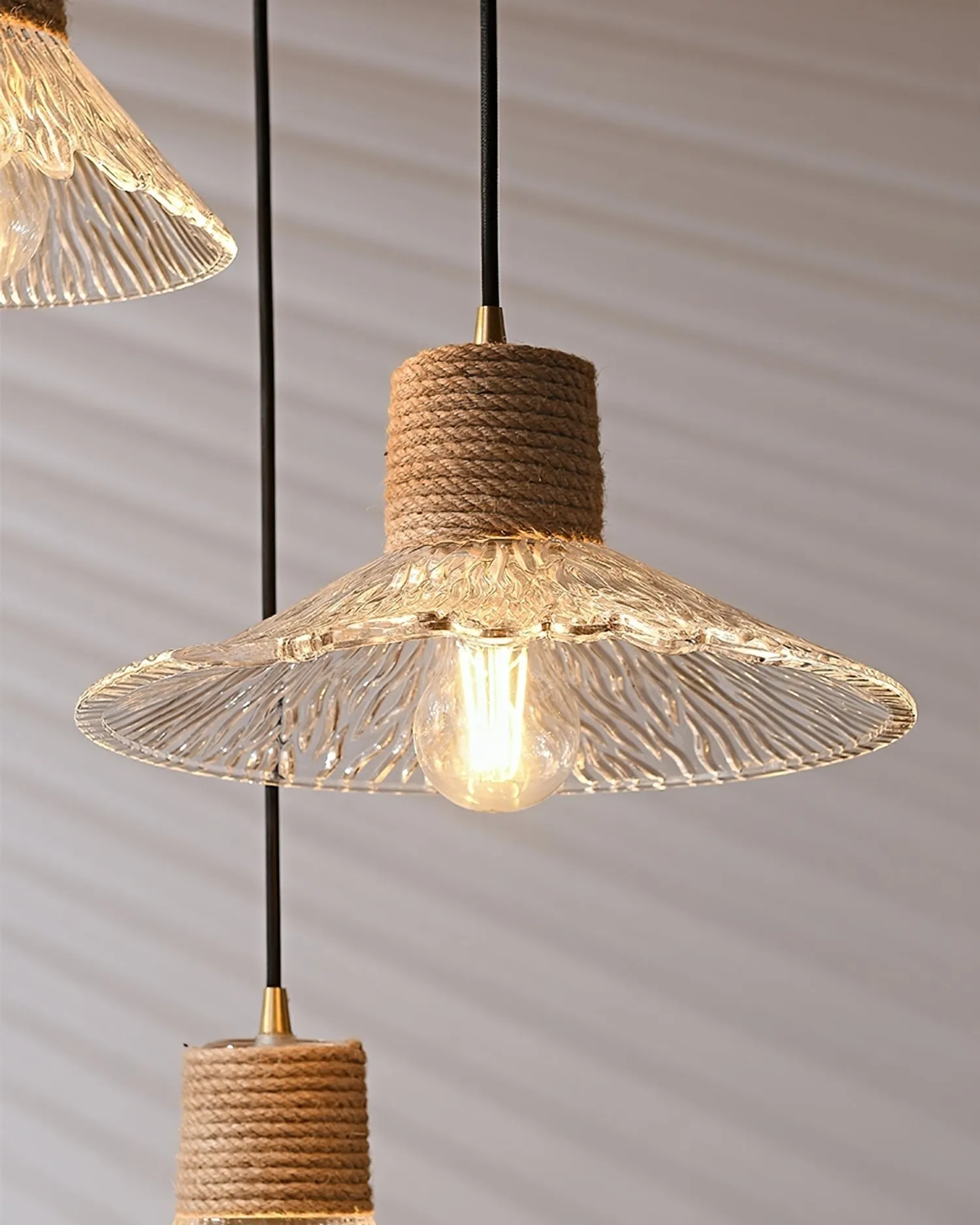 Hemp Rope Glass Pendant Lamp KL1030
