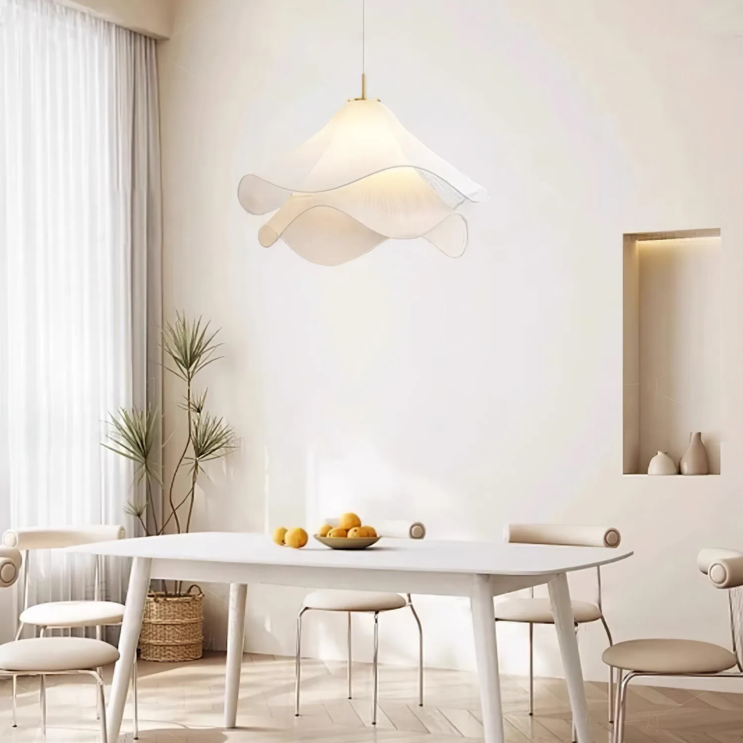 Ethereal Bloom Sculptural Fabric Pendant Light – Modern Floral-Inspired Lighting for Dining & Living Space KL1160