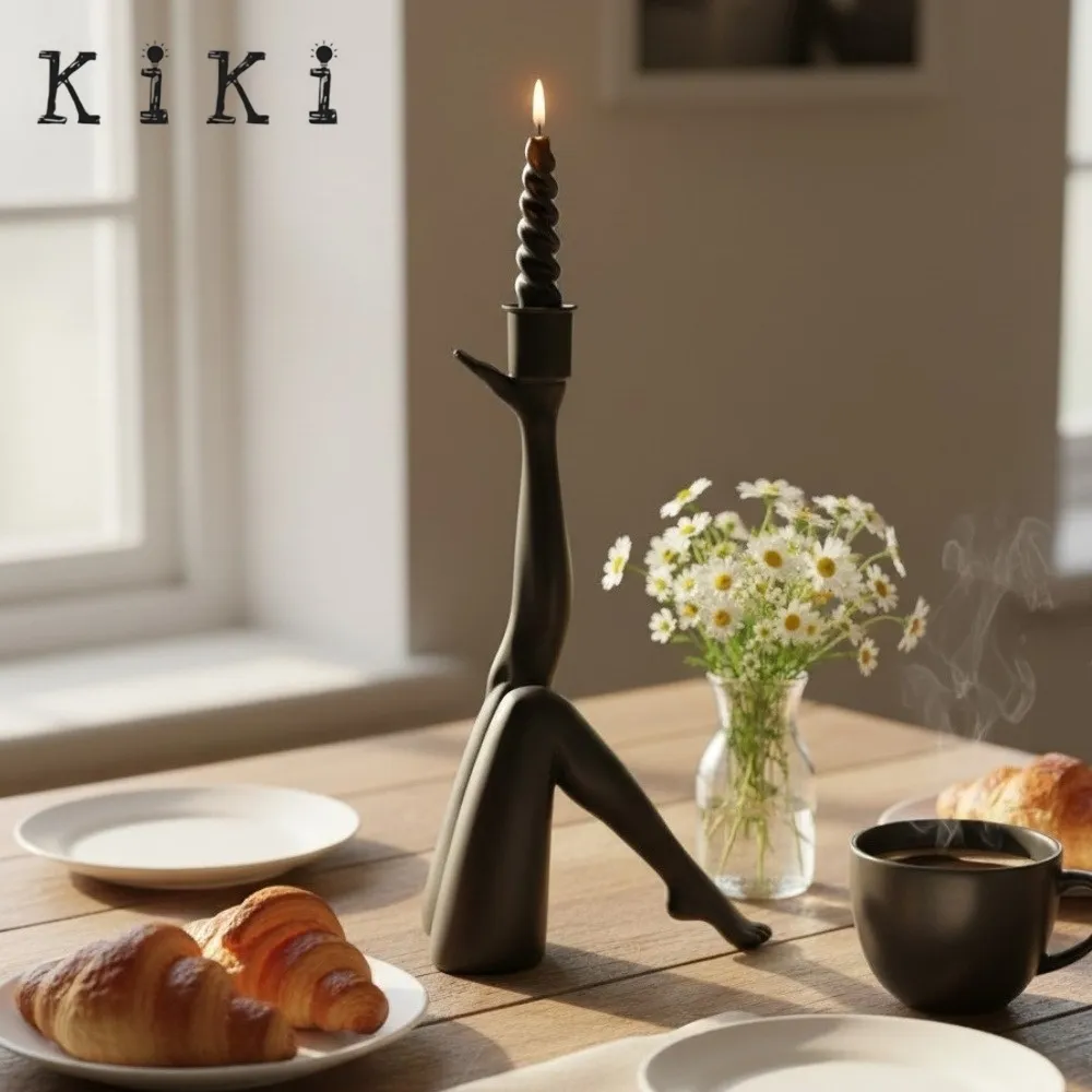 Kickra Sculptural Leg Base Candle Holder - Modern Artistic Design Table Or Living Room Decor KL2204
