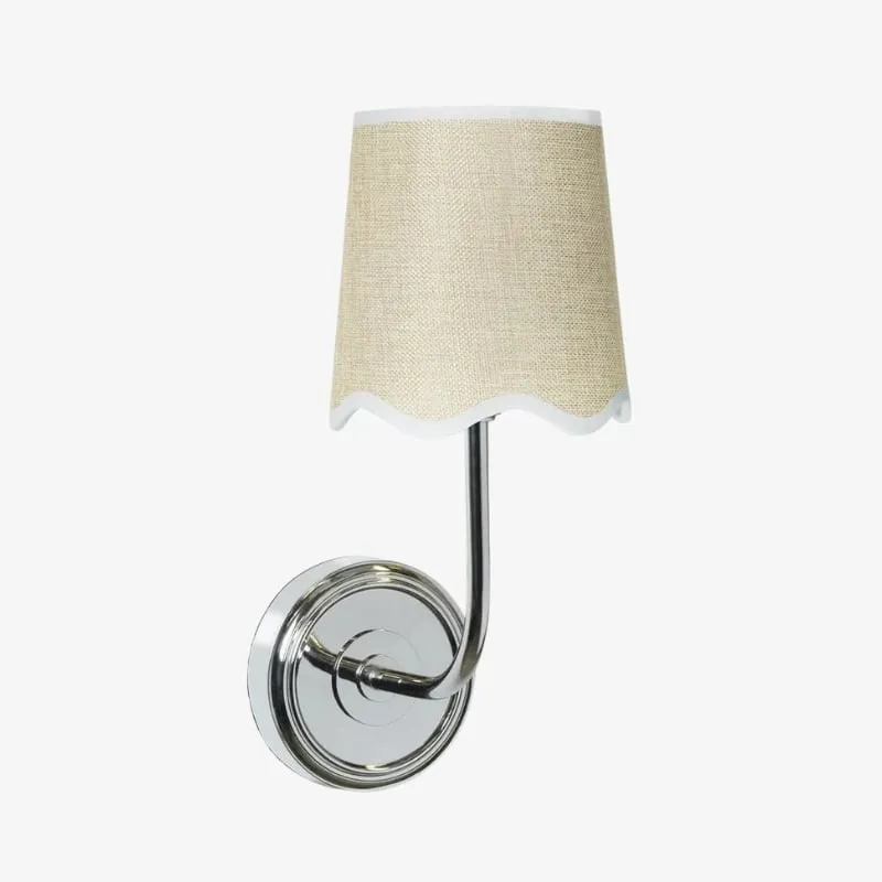 Glissum Elegant Linen Shade Wall Lamp - Brass or Chrome Finish Sconce for Bedroom Decor KL2085
