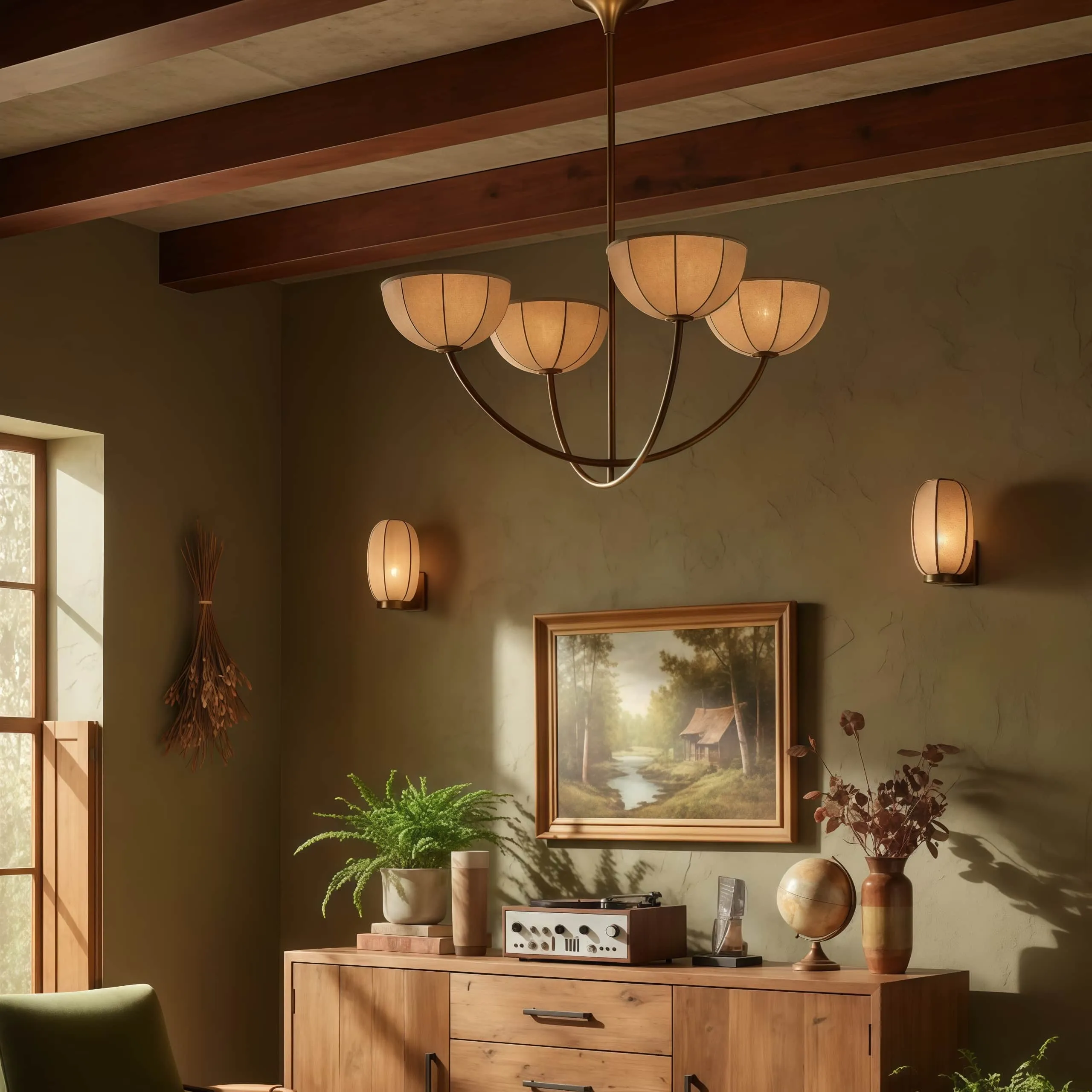 Loomis Elegant Linen Chandelier - Classic Multi Heads Fabric Chandelier for Living Room KL2340