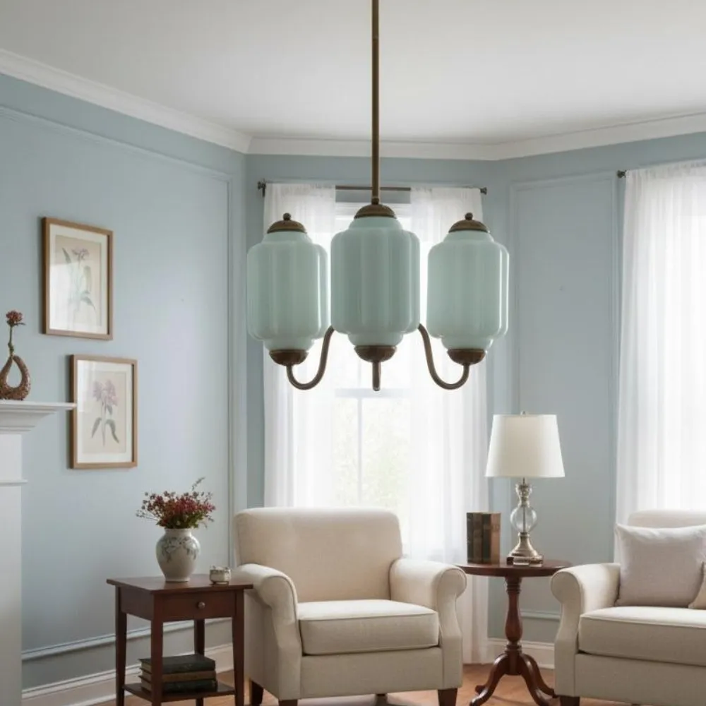 Vintage Eloise Glass 3 Lights Chandelier For Living Room KL928