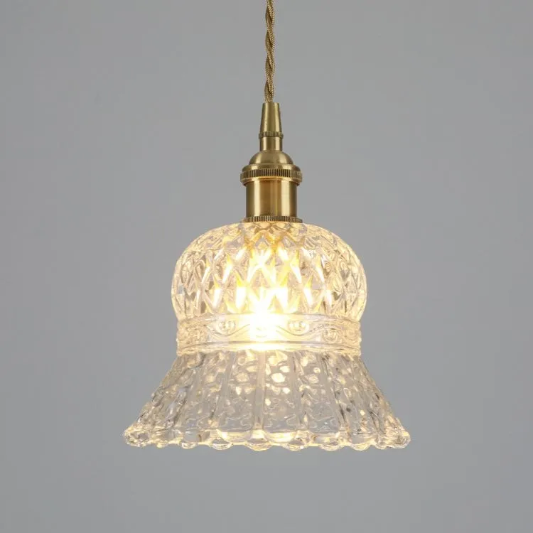 Traditional Japanese Brass Walnut Glass Ceramic Cylinder Conic Flower Bowl 1-Light Pendant Light For Dining Room KL1245