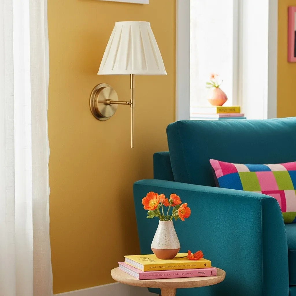 Cremaris Metal Wall Light with Fabric Shade - Timeless Sconce for Interior Lighting KL1973