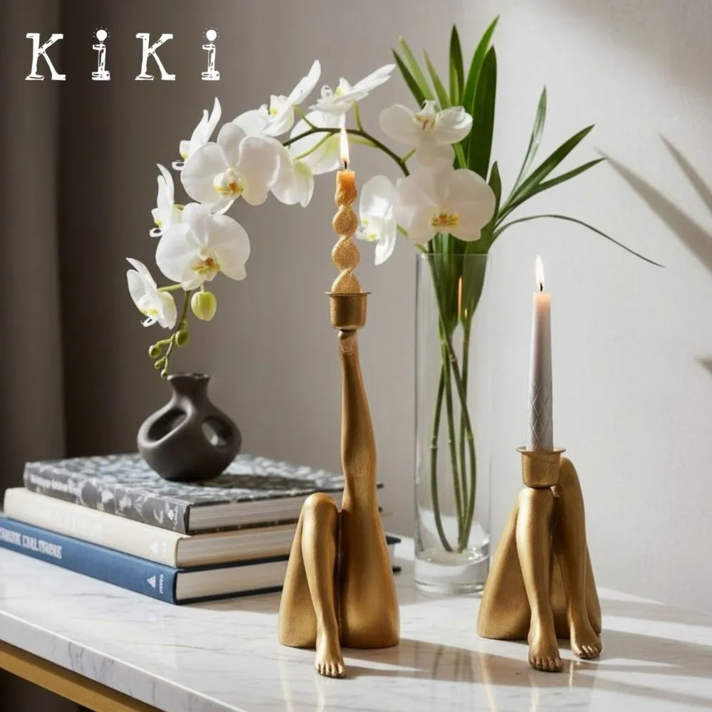 Kickra Sculptural Leg Base Candle Holder - Modern Artistic Design Table Or Living Room Decor KL2204