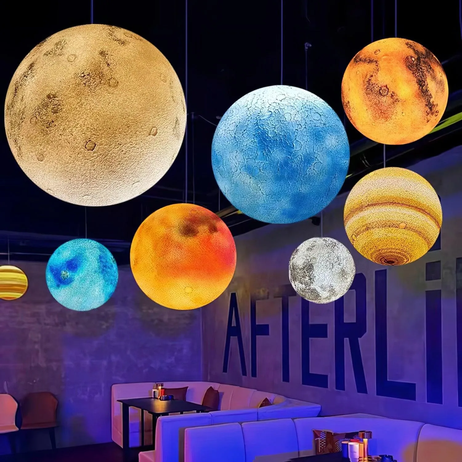 Planetary White Moon Chandelier Suitable For Living Room KL202