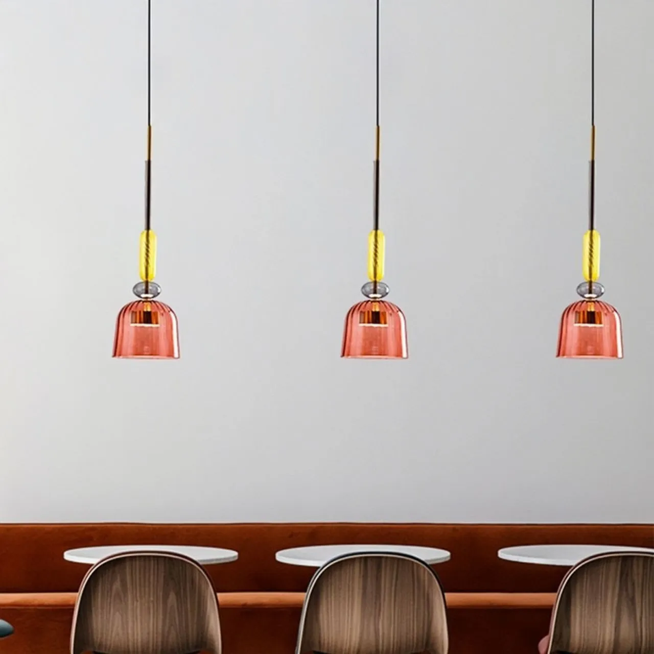 Nordic Macaron Flauti Ribbed Glass Pendant Light
