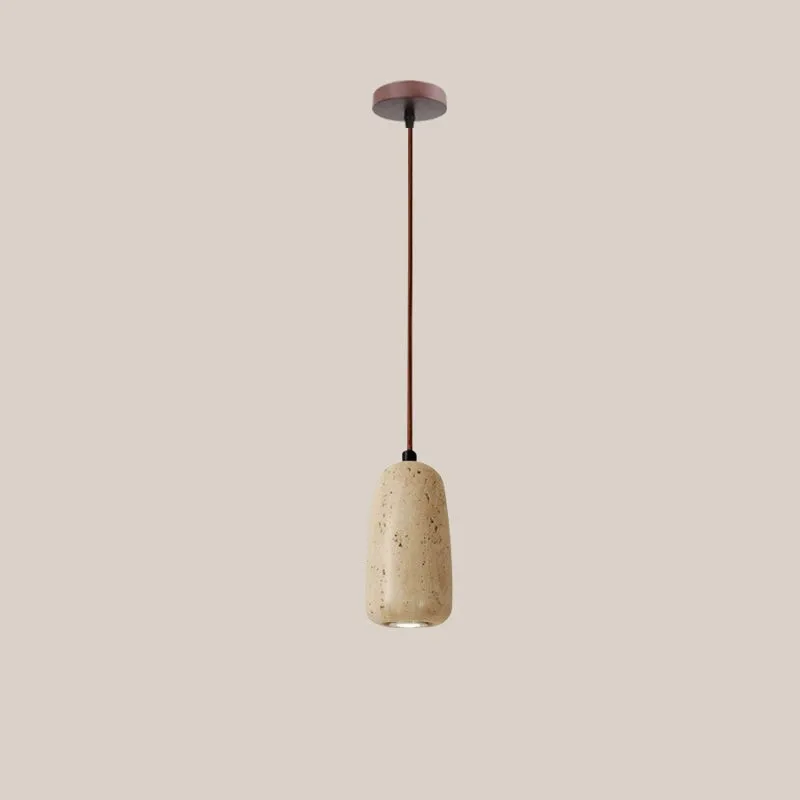 Traditional Japanese Travertine Wood Pendant Lamp KL710