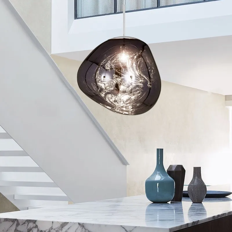 Glass Melt Pendant Light - Artistic Molten Pendant Light For Living Room And Dining Room
