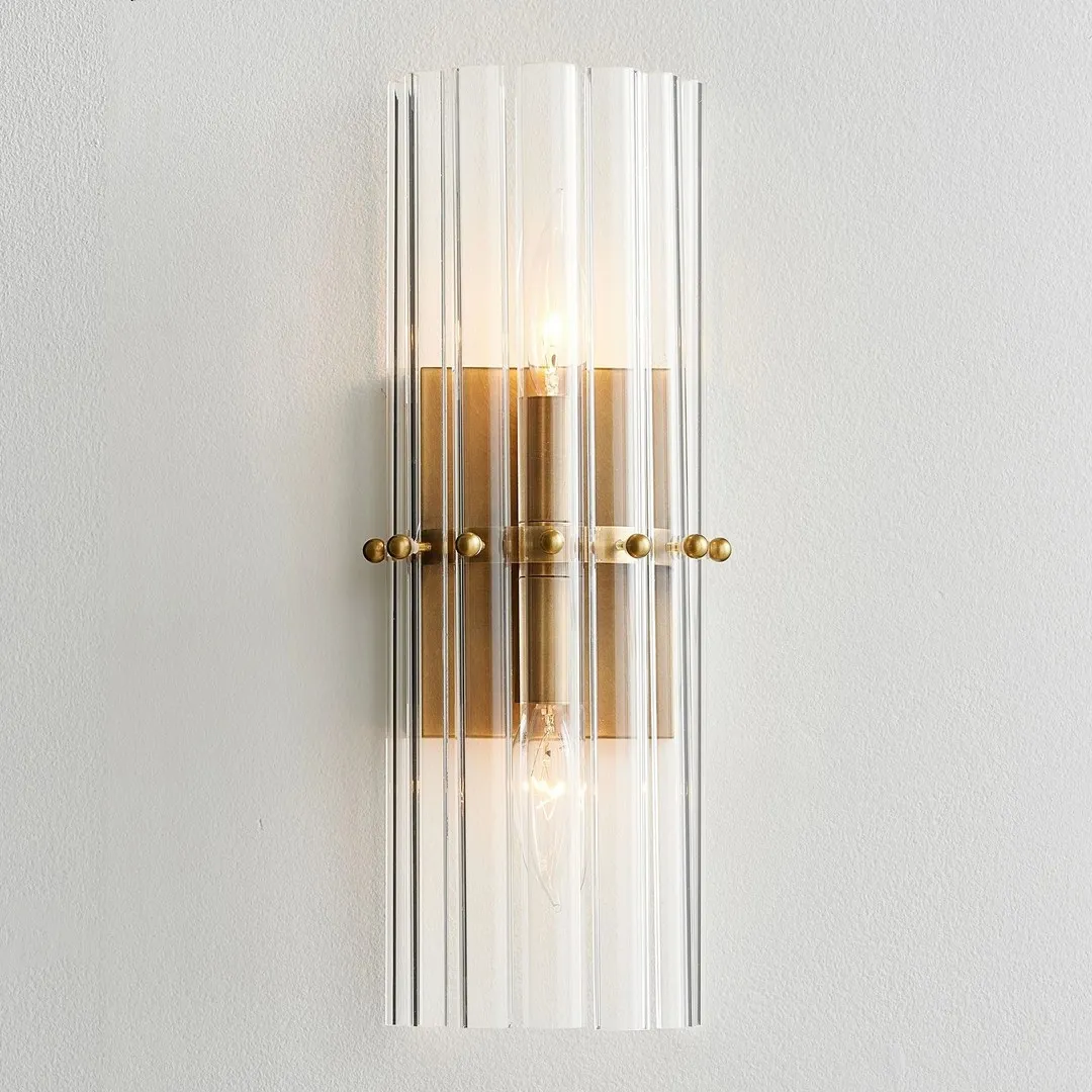 Elegant Gold Fluted Crystal Wall Sconce KL891