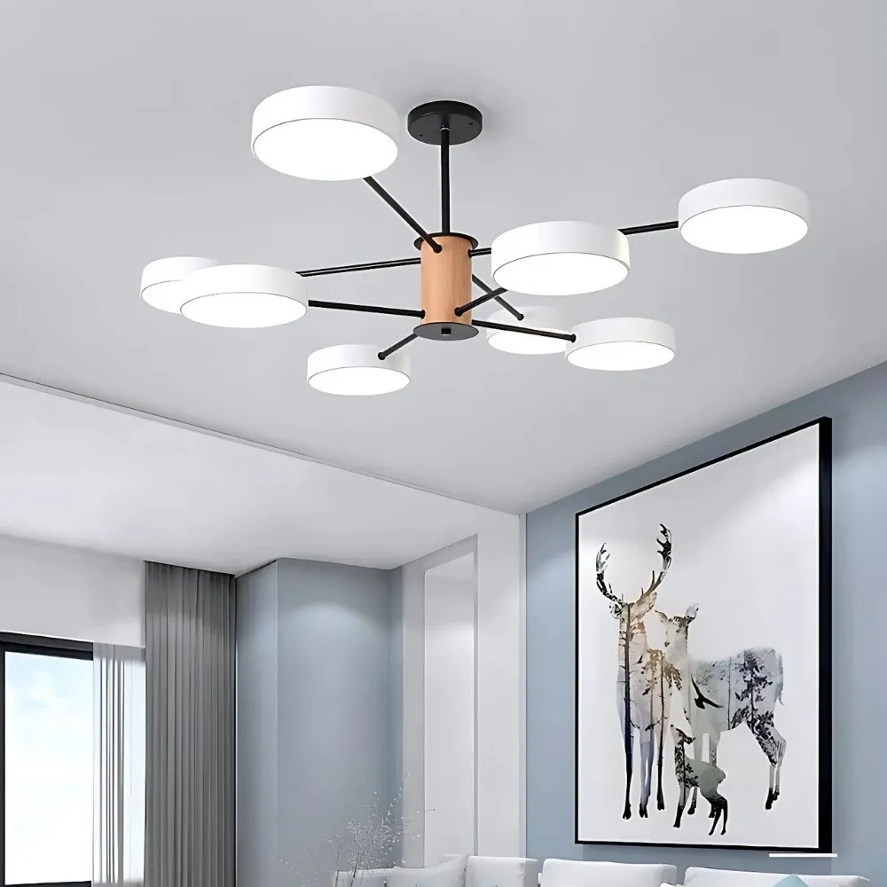 Scandinavian Branched Round Wood Chandelier KL886