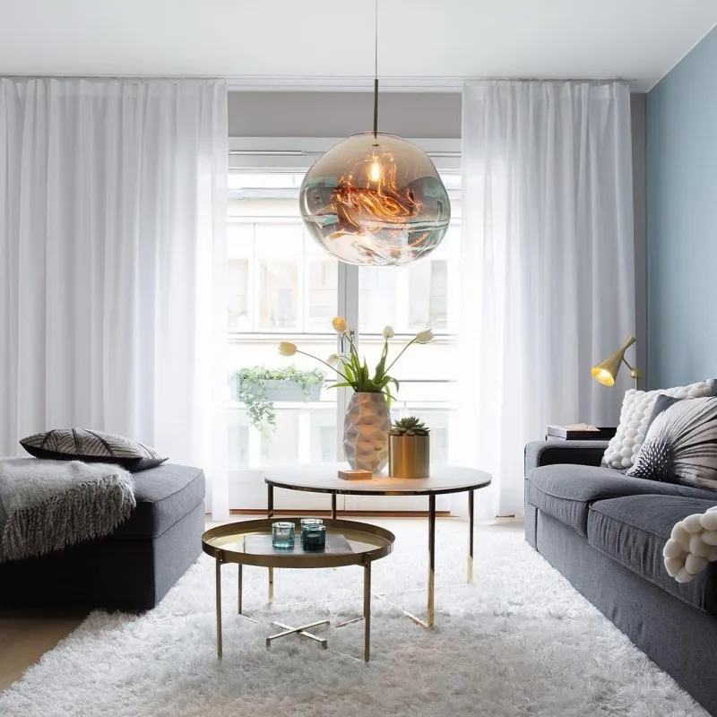 Glass Melt Pendant Light - Artistic Molten Pendant Light For Living Room And Dining Room