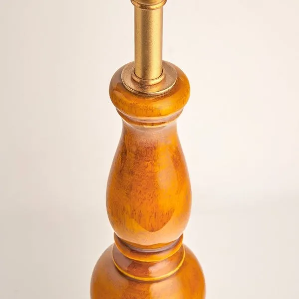 Grainora Soft Fabric Shade Table Lamp - Sculptural Wooden Base Lamp for Interiors KL2129