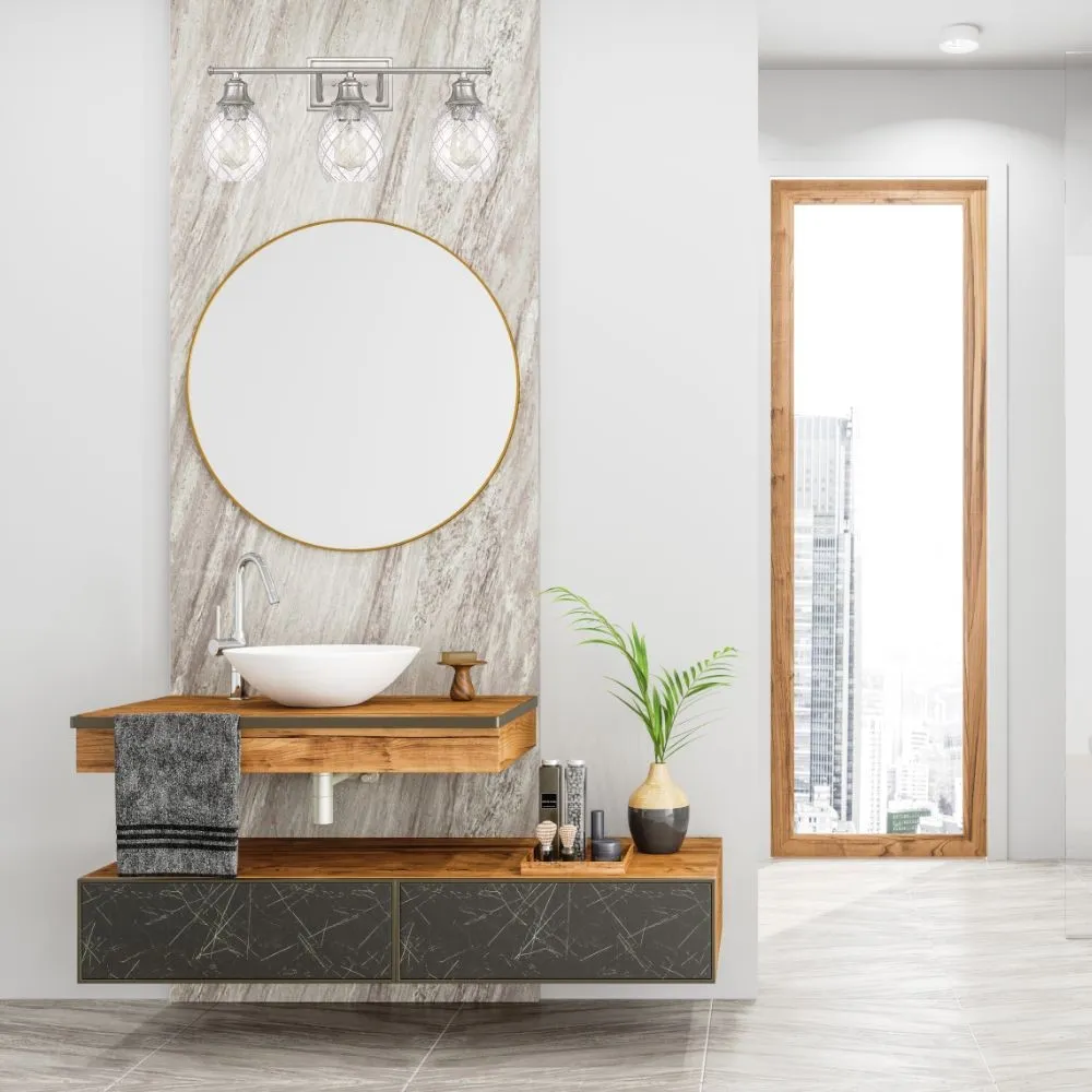 Modern Farmhouse Brushed Nickel Glass Wall Light KL79