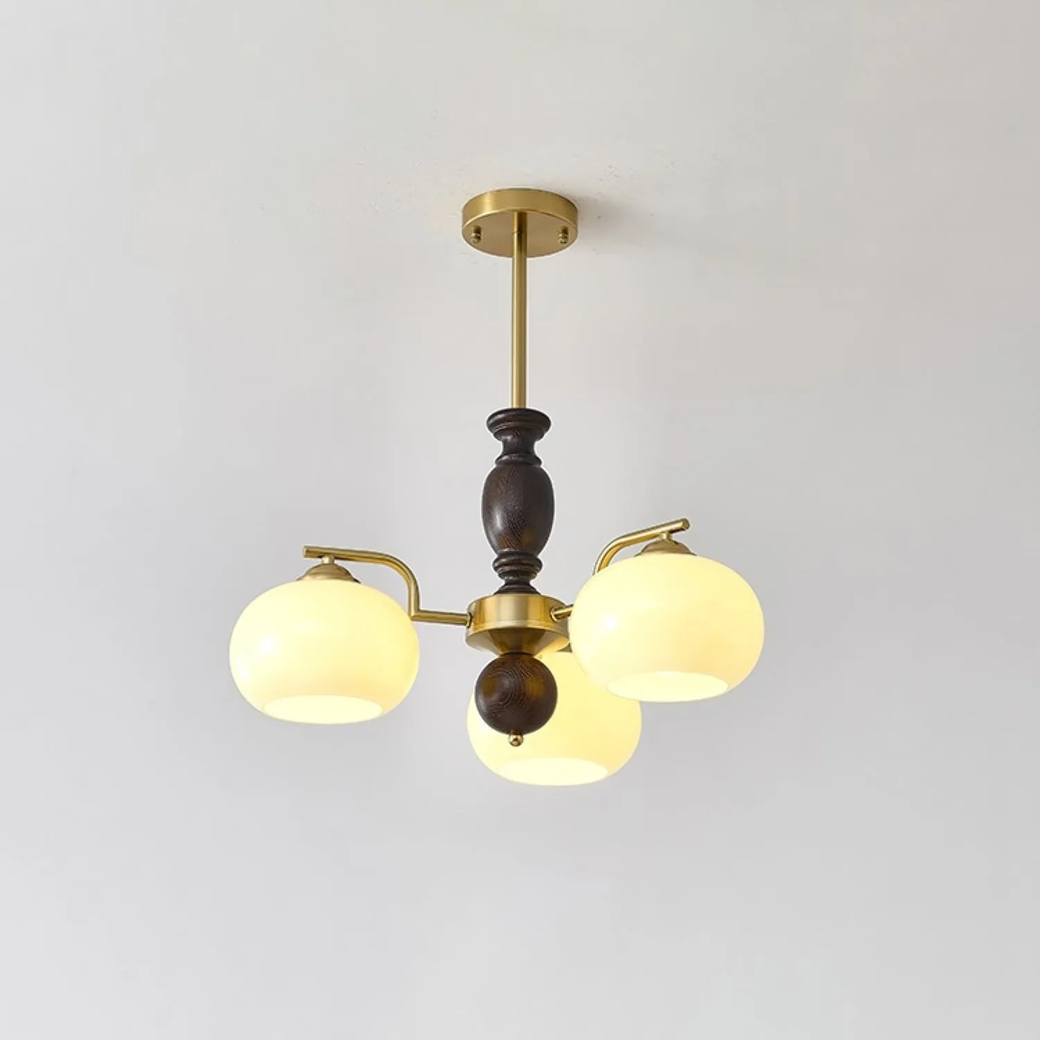 Medieval Style Walnut Beige Orb Chandelier KL750