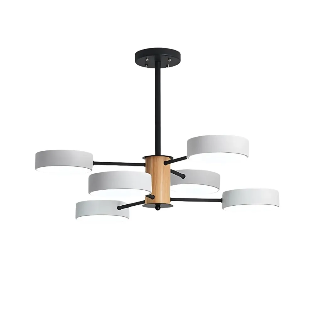 Scandinavian Branched Round Wood Chandelier KL886