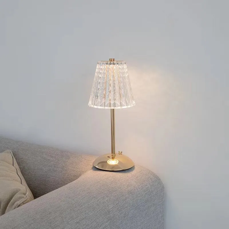 Brass Crystal Cordless Bedside Table Lamp KL72