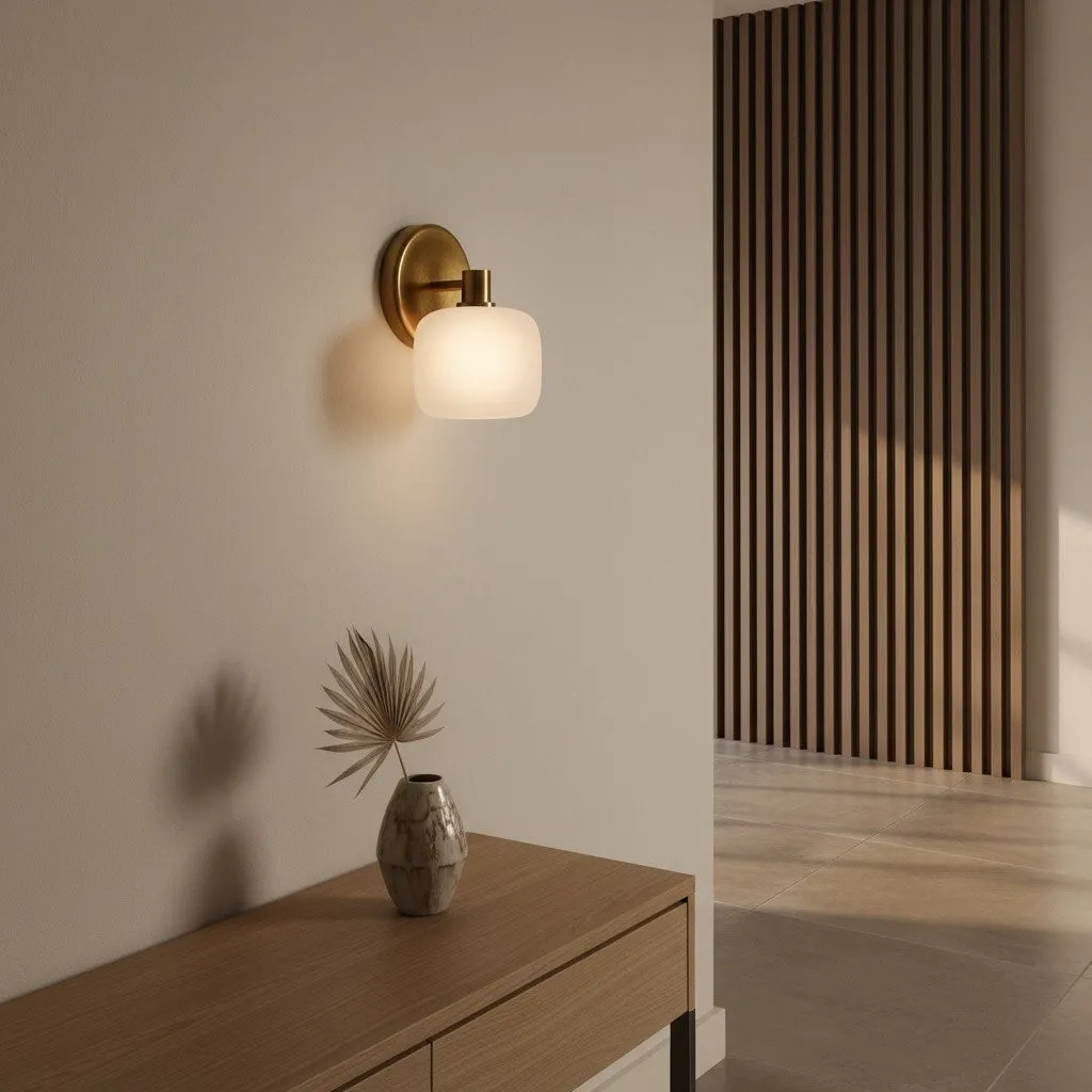 Lirra Frosted Glass Cylinder Wall Lamp - Modern Minimal Bathroom Vanity KL1698